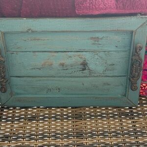 Rustic Teal Wooden Tray